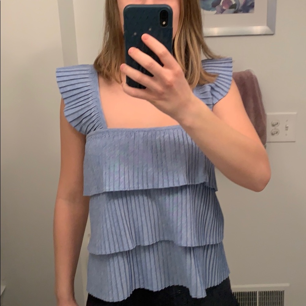 j-crew NWT blue ruffled tank top